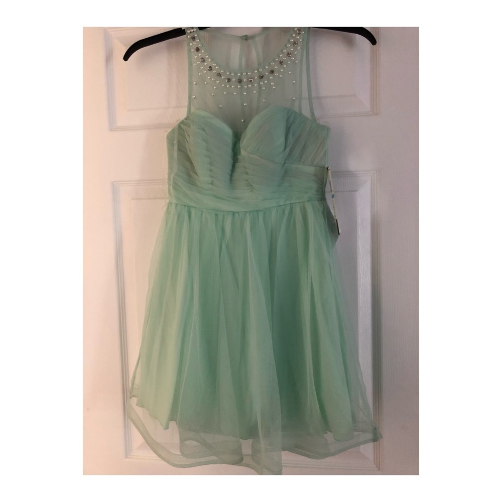 Sequin hearts mint green social dress